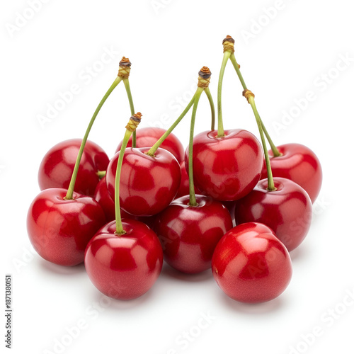 Fresh ripe Bing cherries isolated on white background