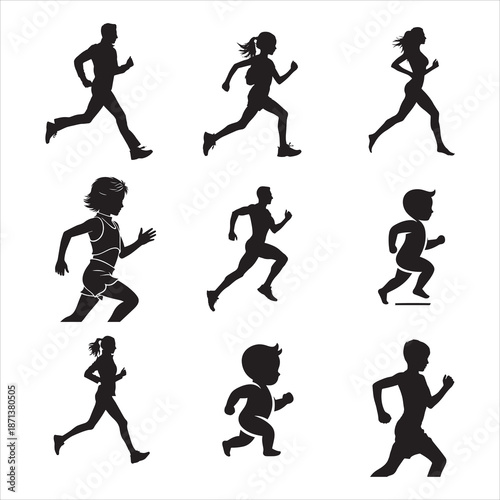 Smooth Motion Jogging Person Silhouette Vector