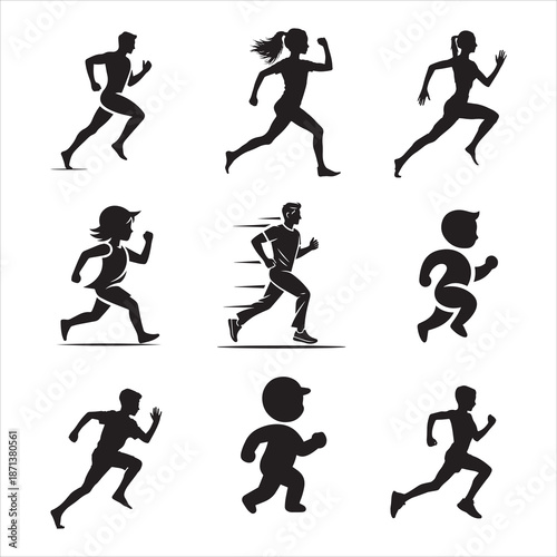 Fitness Jogging Person Dynamic Motion Silhouette
