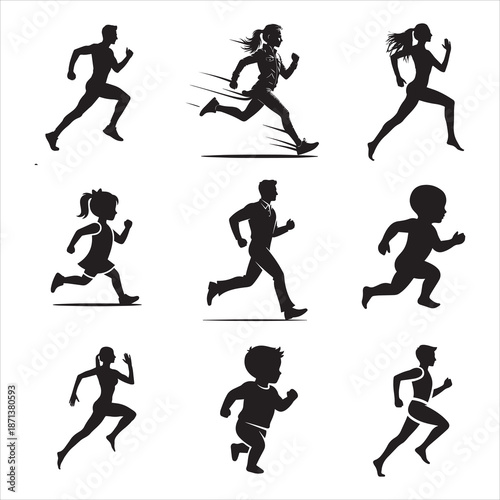 Stylish Jogging Person Silhouette Healthy Lifestyle
