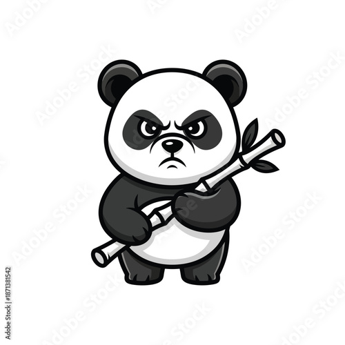 Furious Panda: An illustrative cartoon captures a grumpy panda fiercely clutching bamboo, its expression a potent blend of anger.