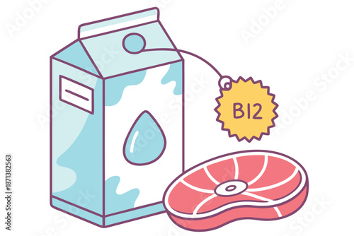 Flat Vitamin B12 Capsule with Refrigerator and Water Drops