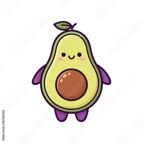 Cute Cartoon Avocado Character Illustration