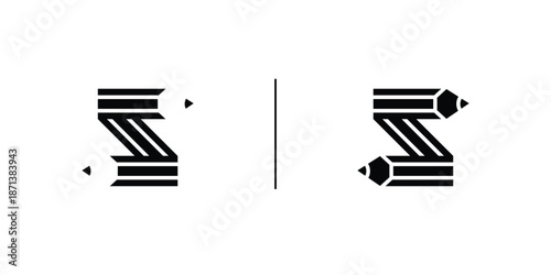 Unique and modern the initial S Pencil logo design