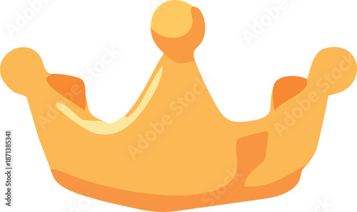 A simple golden cartoon crown with rounded tips and soft highlights is isolated on a black background, symbolizing royalty, success, and achievement.