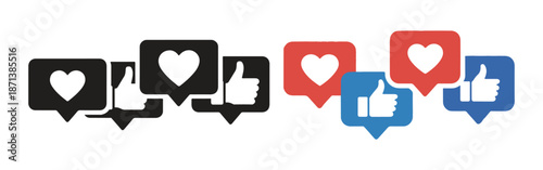 Social Media Notification Icons Set, with Users, Likes, Love, and Messages icon. vector illustration eps 10
