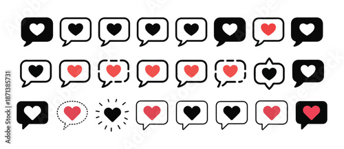 Heart Notification and Message Icons Set. Showing Rating, Progress and Favorite States. vector illustration eps 10