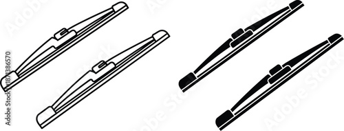 Windshield wiper blade icon set, vector illustration. 