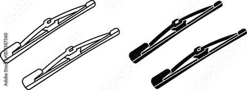 Windshield wiper blade icon set, vector illustration. 