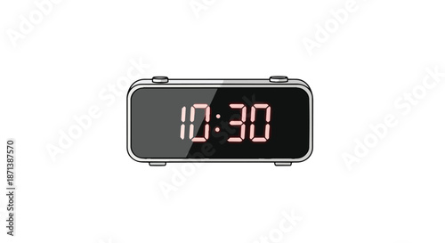 Digital alarm clock showing 10:30, modern time display, minimalist technology illustration
