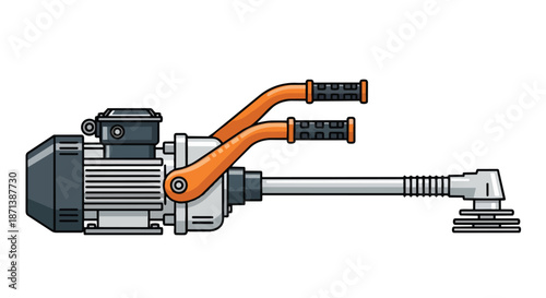 two handed power demolition tool with long chisel head and orange handles