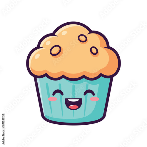 Happy Muffin Cartoon Character Illustration