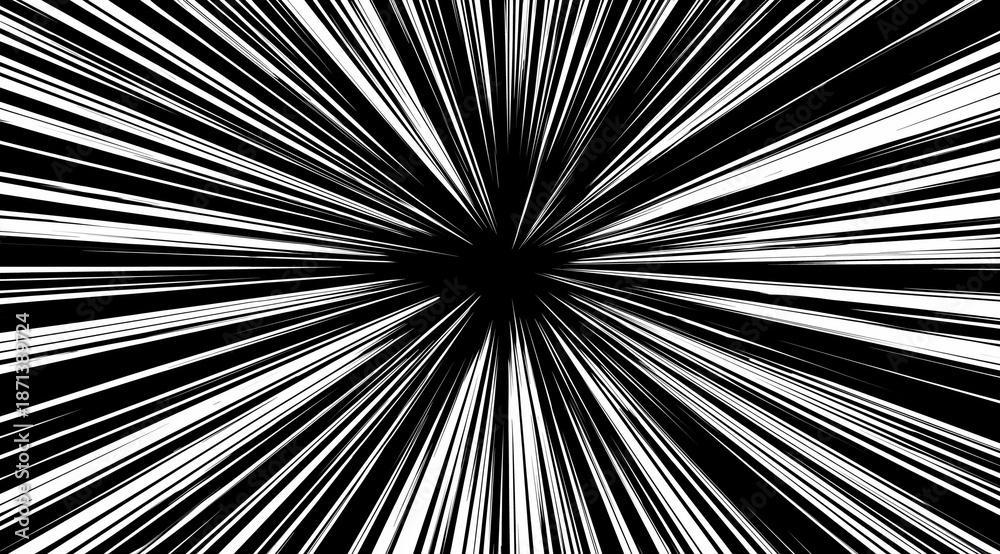 Obraz premium Black and White Speed Lines Effect Background motion