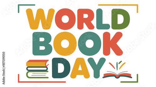 Vibrant World Book Day celebration with colorful typography