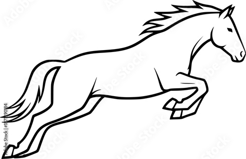 line drawing of jumping horse icon

