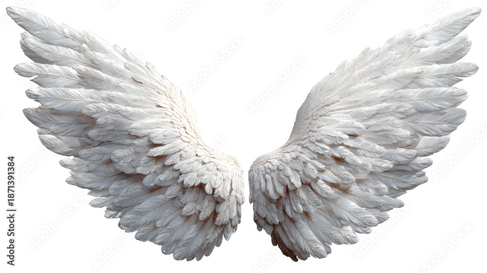 Fototapeta premium Angel wings religious symbol isolated on a white background. 