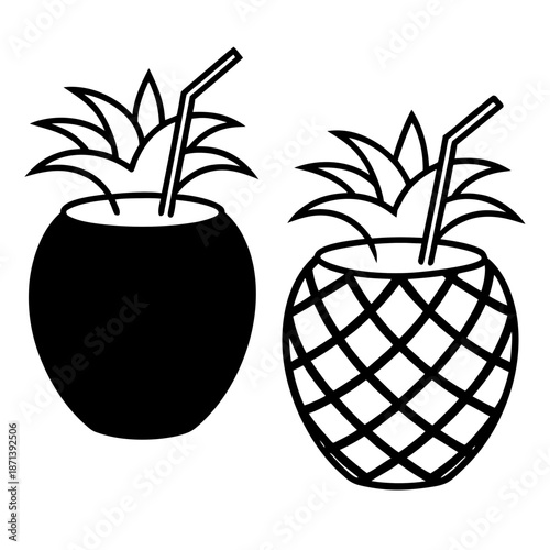 Tropical Pineapple Drinks Served in Hollowed Fruit