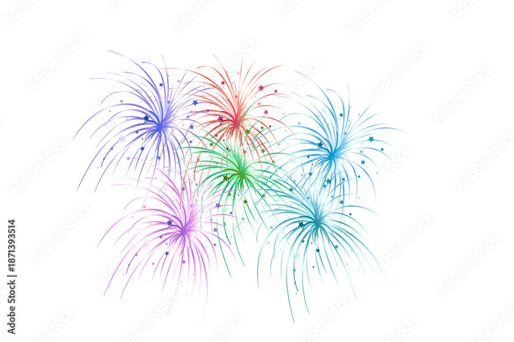 Obraz premium Colorful Fireworks Illustration Celebration Abstract Festive Design