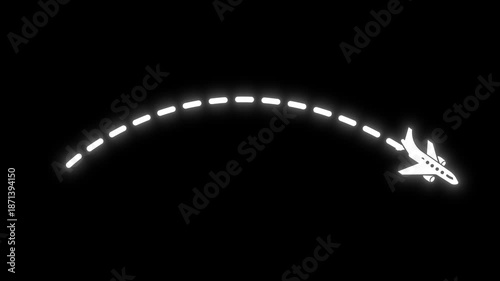 Airplane route path animation. The plane hovered on the dotted line. Travel around the world