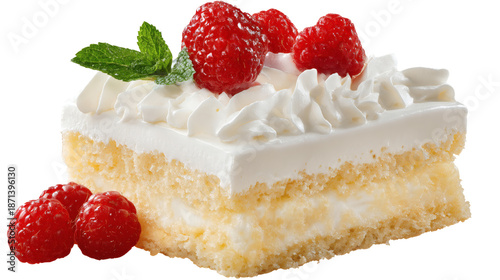 Tres leches cake isolated on a white background