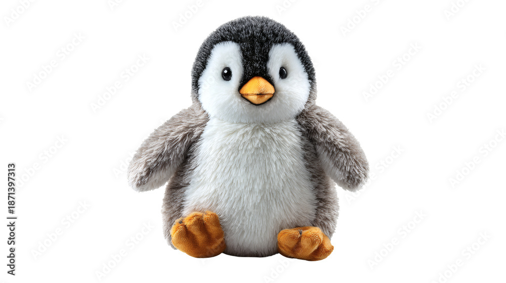 Fototapeta premium Penguin plush toy isolated on a white background
