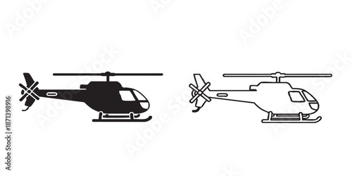 Helicopter vector icon, outline and filled style, isolated on transparent background, clean modern aviation and transport illustrationHelicopter vector icon, outline and filled style, isolated on tran