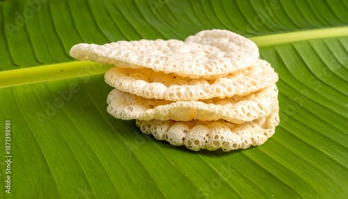 Appam Stack on Banana Leaf - A Delicious South Indian Breakfast.