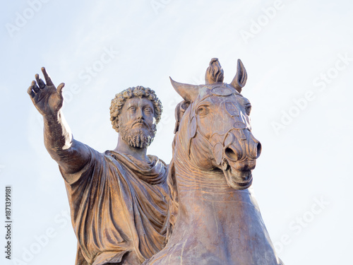Canvas Print Equestrian Statue of Marcus Aurelius in Rome