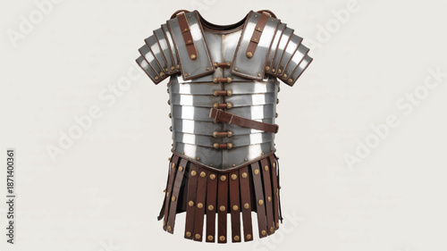 roman soldier armor chest plate with leather straps and metal plates