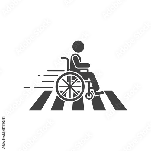 Handicapped road crossing icon logo flat vector design