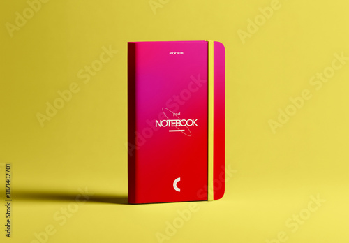 Vertical Hardcover Notebook Mockup on Minimal Background