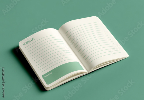 Open Notebook Mockup with Lined Pages