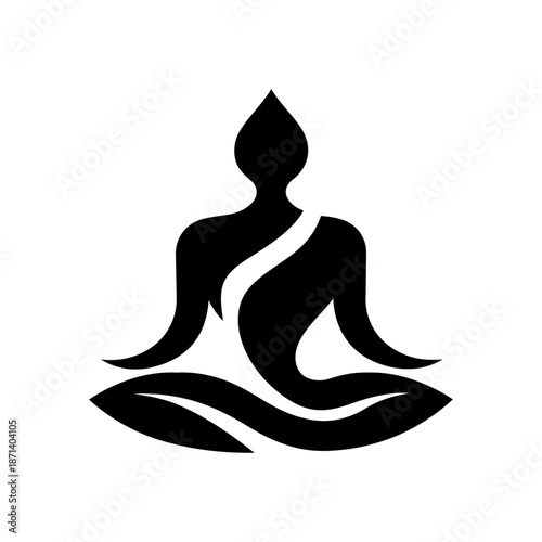 Seated human figure in a calm meditative posture, symbolizing mindfulness, inner peace, body awareness, and holistic well-being.
