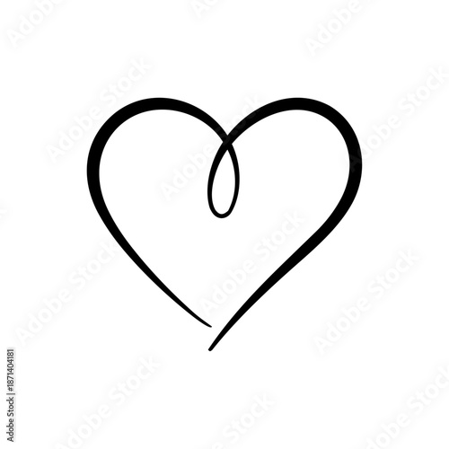 Heart shape formed with one flowing line, symbolizing love, emotional connection, compassion, relationships, and inner harmony.