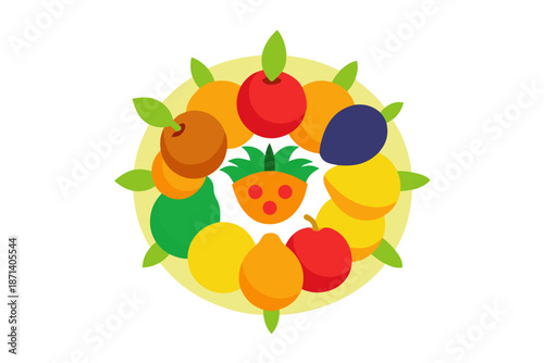 Vivid Fruit Assortment in a Circular Composition