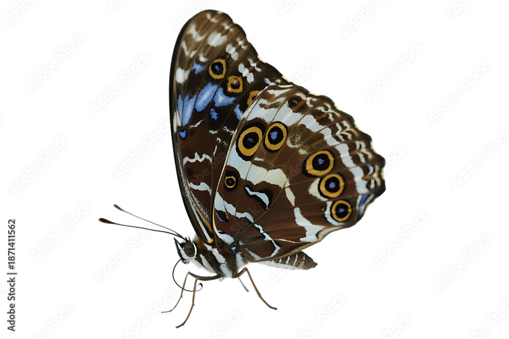 Fototapeta premium Exotic butterfly with detailed wing pattern on black