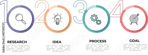 Business infographic template – round process diagram with icons