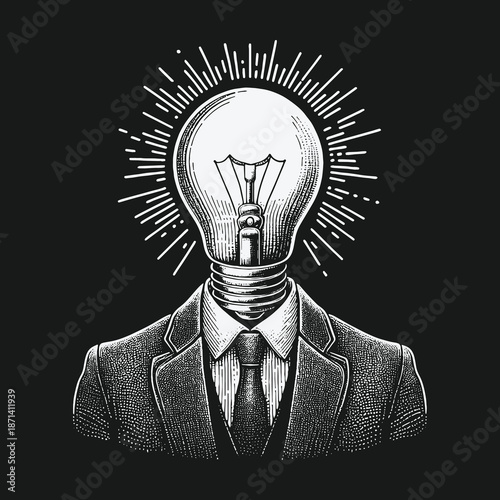The Lightbulb Head: An Illustration of Brilliant Ideas.