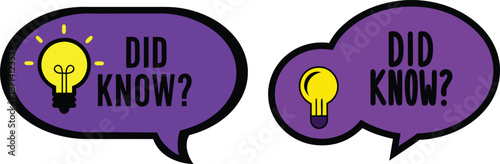 Vibrant thought bubbles with "Did Know?" text and glowing lightbulb icons, representing curiosity, knowledge sharing, and exciting factual discoveries