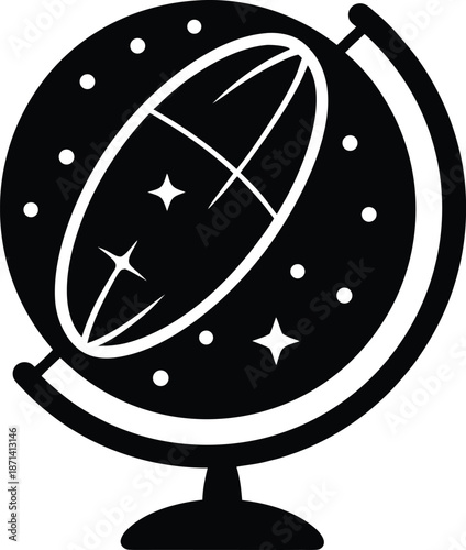 Astrological Globe silhouette vector art Illustration