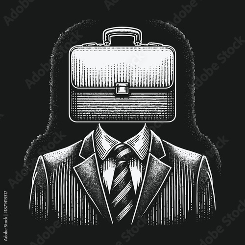 The briefcase man: A symbol of corporate identity and ambition.