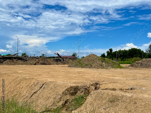 Construction Land With Soil Piles