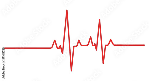 A simple red heartbeat line drawing representing vital signs medical health and cardiology concepts