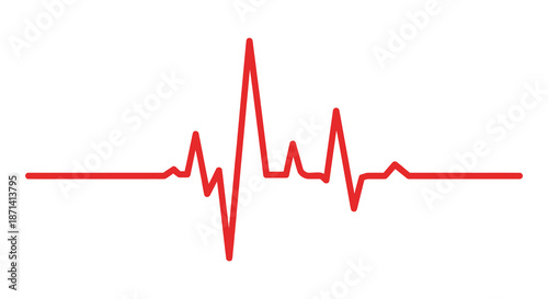 A simple red heartbeat line illustration depicting a vital sign representing life and medical health