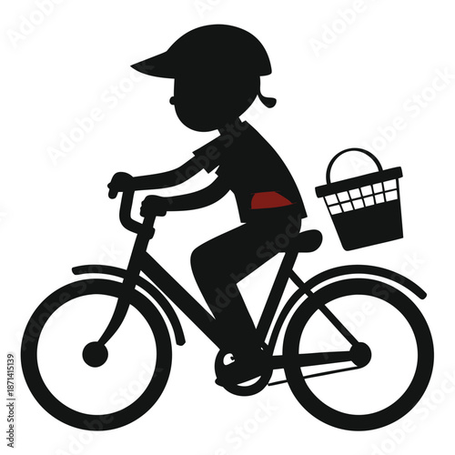 Silhouette of a child on a bicycle, celebrating active childhood and outdoor exploration