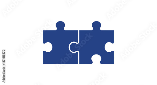 A simple illustration depicting two blue puzzle pieces fitting perfectly together symbolizing connection