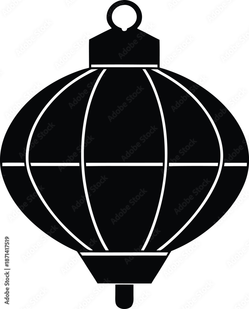 Fototapeta premium Paper Lantern silhouette vector art illustration, black and white design