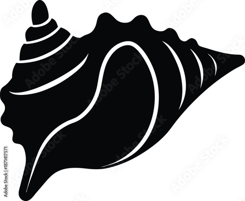 Shankh Conch Shell silhouette vector art illustration, black and white design