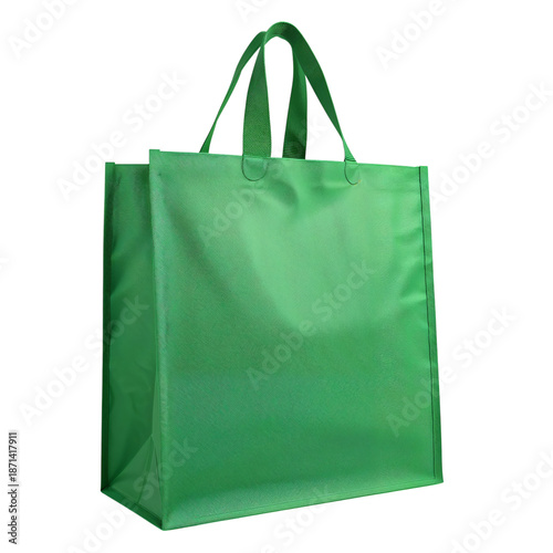 Bright Green Reusable Bag With Sturdy Handles for Shopping or Carrying Items