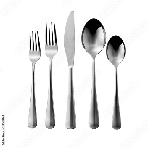 Different Types of Silverware Arranged on a Plain Surface for Setting a Table...
